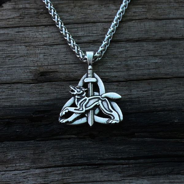 

pendant necklaces 1pcs viking wolf men, Silver