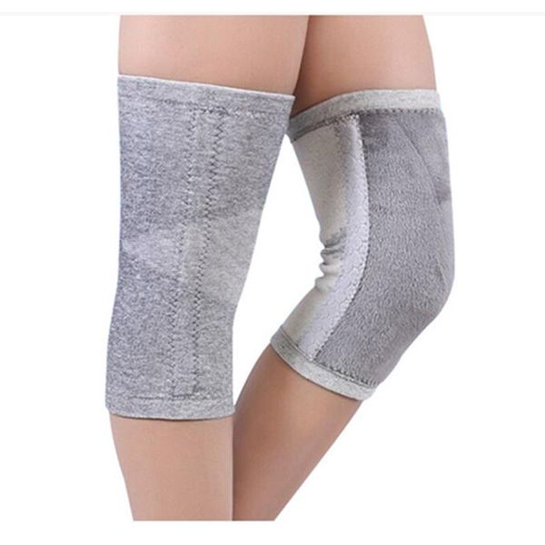 

elbow & knee pads 1pair warm elastic breathable support inner fleece bamboo fiber health care brace spring stay shockproof, Black;gray