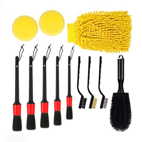 

car sponge 12pcs/kit detailing brush kit truck auto wheel rims clean set accessories