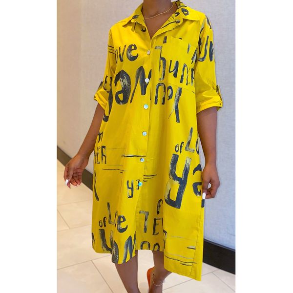 

pluse size loose long sleeve shirt dress women 2021 streetwear office letters print casual dress midi party dress, Black;gray