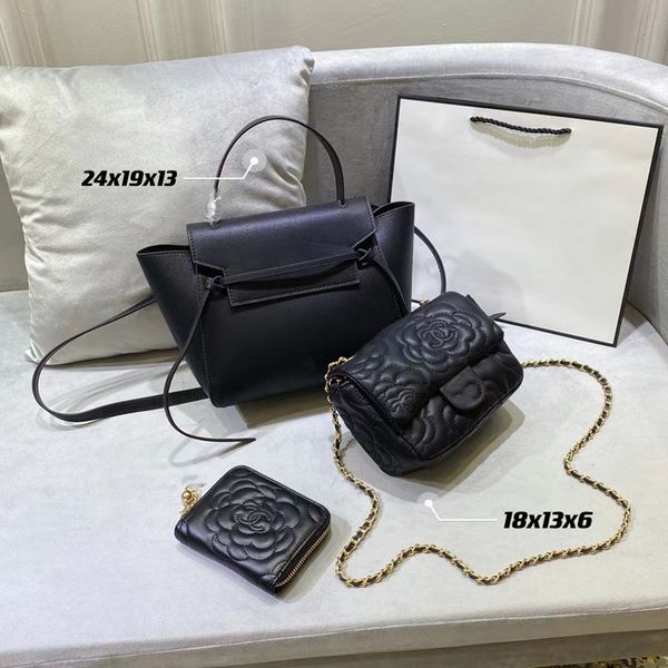 

news combination lou vdeng women's bag vintage luxury designer original leather messenger shoulder zipper portable beauty (three in one