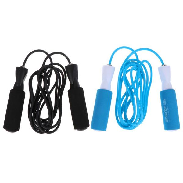 

jump ropes adjustable bearing pvc skipping rope speed steel wire gym fitnesss equipment (black and blue)
