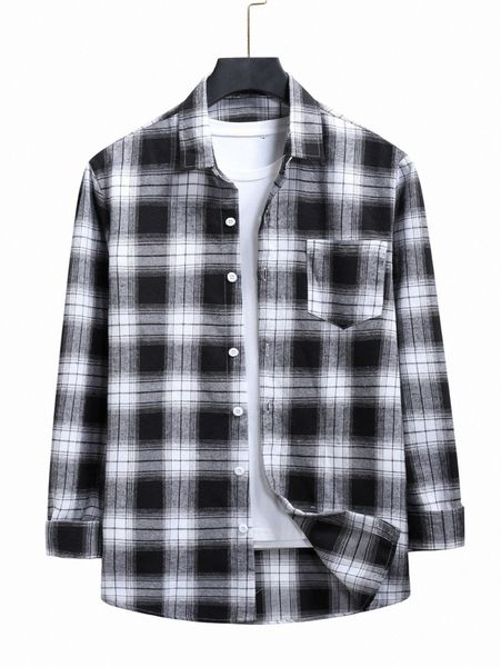 

men plaid pocket front shirt without tee q7n0#, White;black