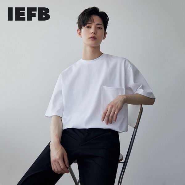 

iefb summer short sleeve white t-shirt men's korean fashion round neck black tee loose causal cotton base men's clothing 210524, White;black