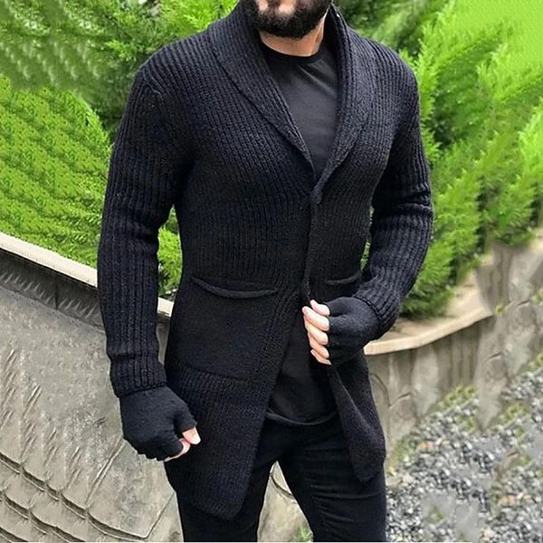 

men's sweaters men vintage cardigan sweater long streetwear solid knitted outerwear hip hop high street loose fashion knitwear #t2g, White;black