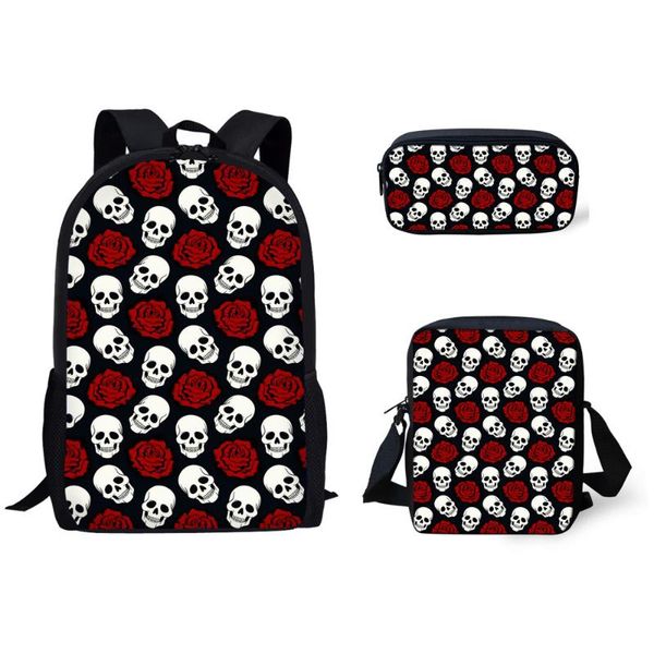 

backpack noisydesigns cool skull rose floral printed satchel children bagpack school women backpacks for boys mochilas mujer