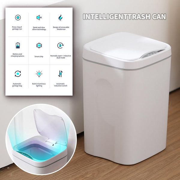 

us plug sensor automatic touchless trash can with lid kitchen bathroom living room office#35 waste bins