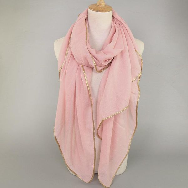 

scarves 2021 fashion lady brand plain cotton viscose solid gold chain comfortable and elegant wrap warm hijab snood 180*90cm, Blue;gray