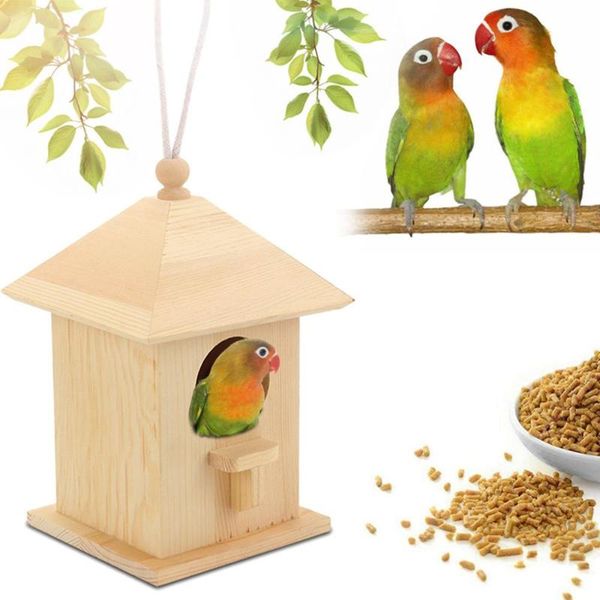 

wooden bird feeder hanging garden yard table decoration hexagon shaped with roof suction alimentador house a40 cages