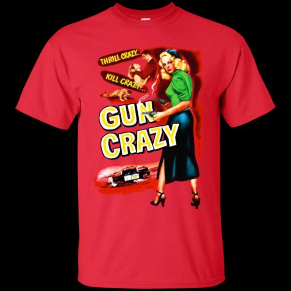 

gun crazy, film noir, 1950, retro, peggy cummins, firearms, t-shirt, White;black