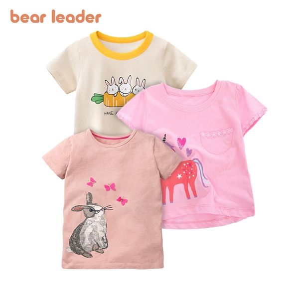 T-shirt estive per neonate T-shirt per bambini Cartoon Bunny Tees Ragazza per bambini Modello carino Abbigliamento Abbigliamento per bambini per 2-7 anni 210429