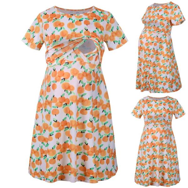 

maternity dresses pregnant women clothes orange short sleeve casual breastfeeding dress pregnancy robe allaitement été, White
