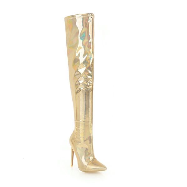 

boots winds heel high heels to knee-high female, Black