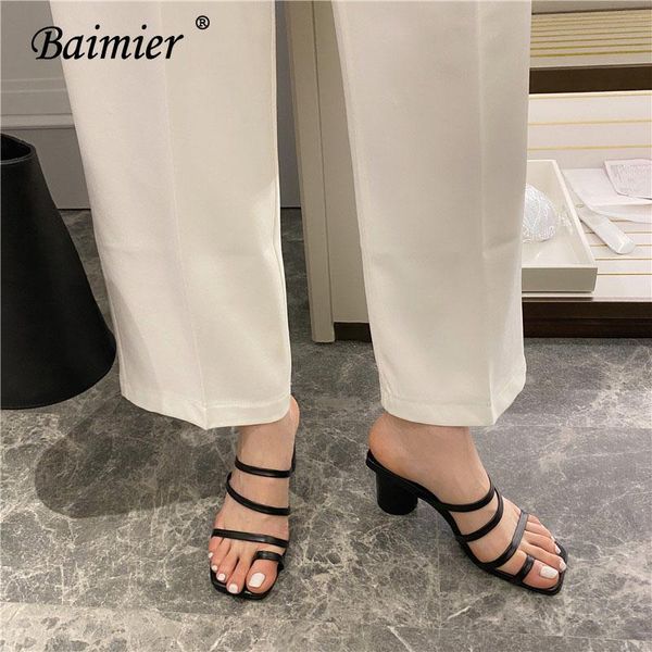 

fashion open toe women sandals square flip flops shoes casual office ladies slippers female, Black