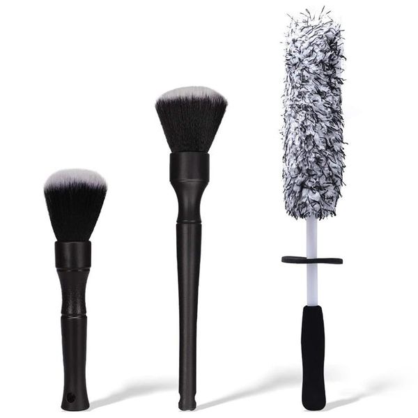

car sponge 3pcs detailing brush set, microfiber wheel brush, ultra-soft cleaning beauty eye shadow brush,tire