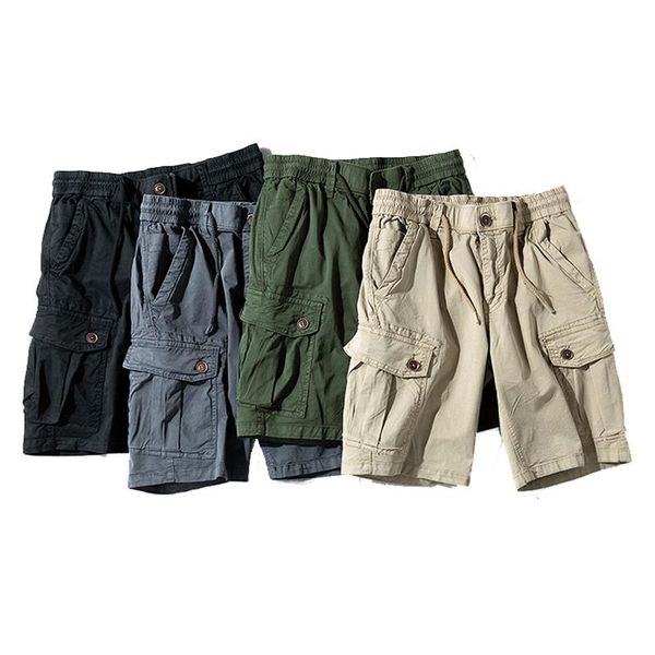 

men's shorts summer outdoor military uniform multi-pocket decoration casual loose sports bermuda men cargo, White;black