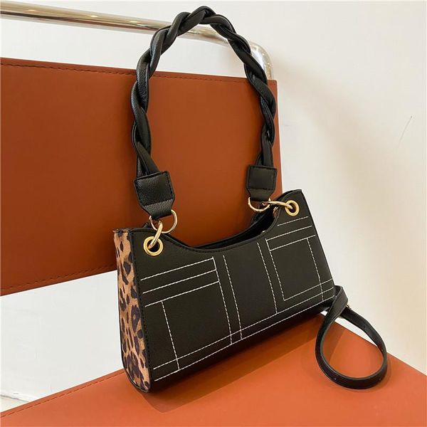 

evening bags vintage shoulder for women retro armpit handbags pu leahter leopattern twist weaving straps lady crossbody bag