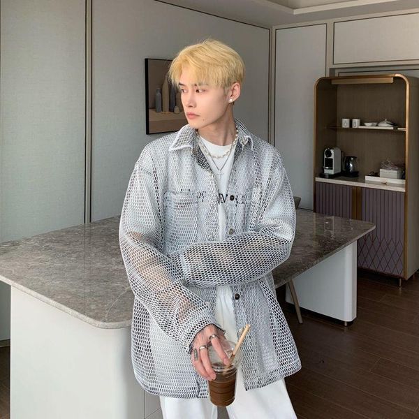 

men's vests summer breathable hollow simple sunscreen jacket big-name high-end shirt long sleeves [finished on june 16], Black;white