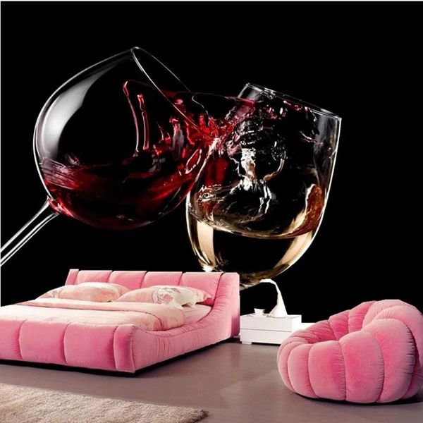 

wallpapers custom po walls 3d drinks wine stemware self adhesive wallpaper dining room bedroom kitchen restaurant murals waterproof