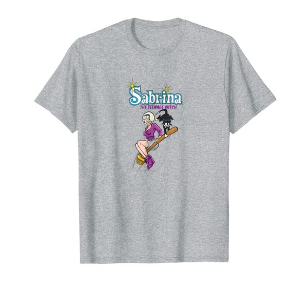 

archie sabrina and salem on a broom t-shirt, White;black