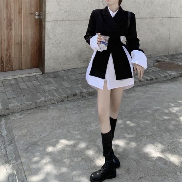 

women's suits & blazers design sense of suit coat small group autumn slim fit short waist net red korean long sleeve temperament top, White;black