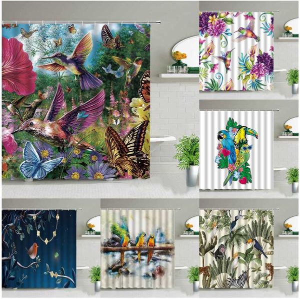 

shower curtains birds flower butterfly flowers plant toucan 3d printing bath curtain waterproof cloth bathroom decor with hooks