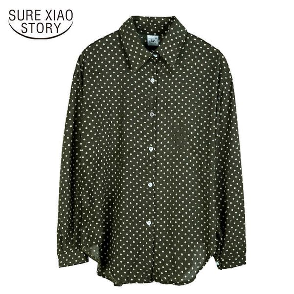 

fashin womens and blouses polka dot chiffon bluse shirt turn down collar office blouse long sleeve women shirts 2674 50 210528, White
