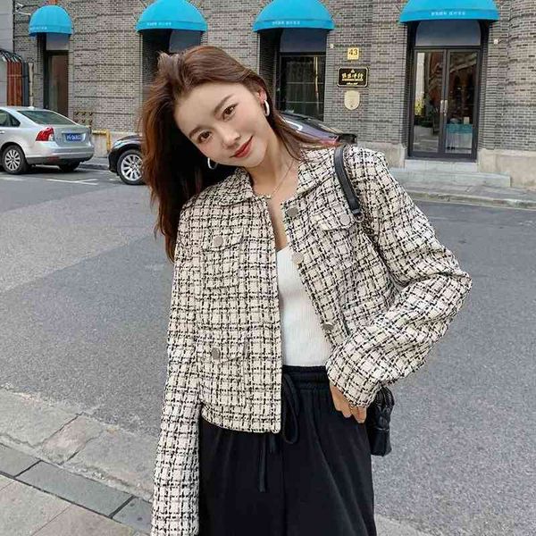 

women's jackets short jacket women's plaid wool iwp0, Black;brown