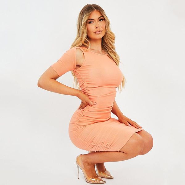 

casual dresses orange color round neck short sleeve bag hip backless erotic clothing summer woman tight dress, Black;gray