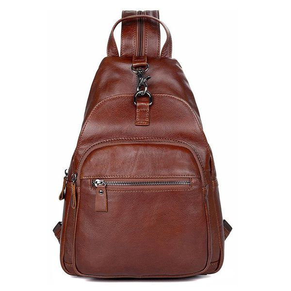 

backpack nesitu fashion black brown real skin genuine leather men chest bag women backpacks female girl travel bags m4005