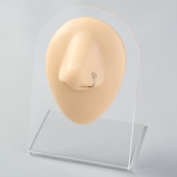 

selling new ring twist c hook decoration stainless steel curved nose nail, Silver