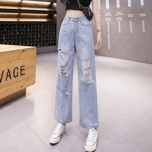 

women's shorts jeans female summer 2021 han edition show the drape of tall waist loose straight torre wide-legged trousers, White;black
