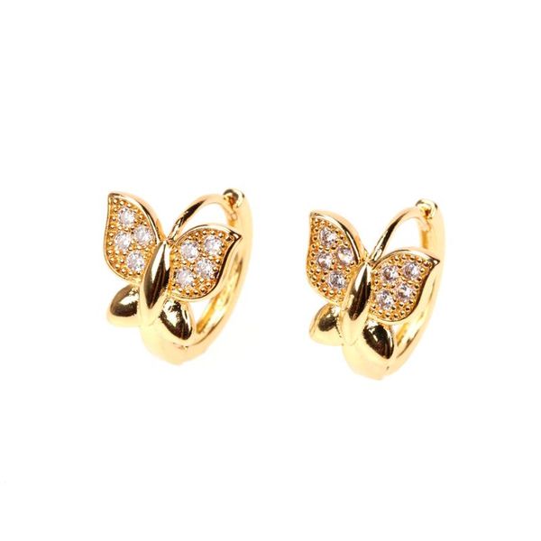 

hoop & huggie eyika delicate butterfly cubic zirconia earrings for women girl small piercing earring birthday party gift fashion jewelry, Golden;silver
