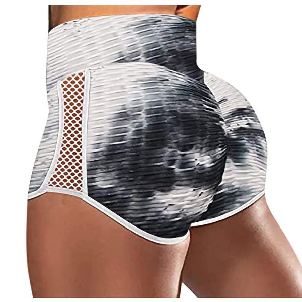 

women high waist tie-dye yoga shorts female gym leggings cycling sports seamless push-up tummy tights hollow short pants outfit