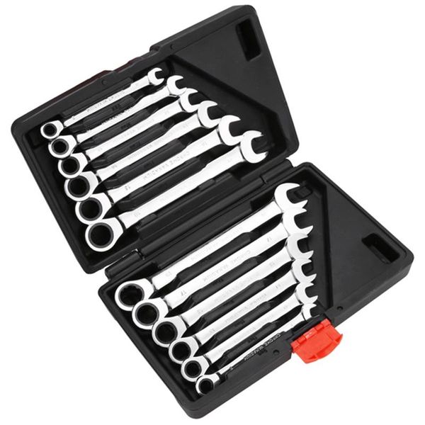 

hand tools 8-19mm 12pcs/lot fixed open end wrenches head sleeve ratchet wrench set for auto repairing