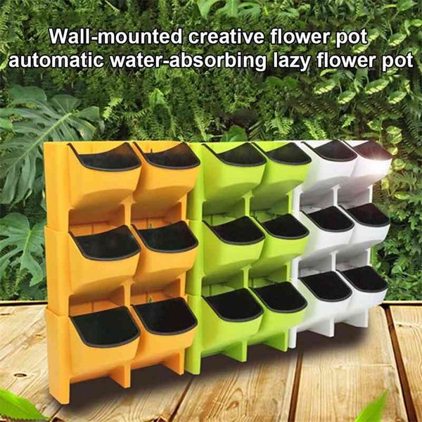 Potenciômetros de flor de rega automática podem ser empilhados vasos verticais de flores de parede varanda varanda plantando jardinagem suprimentos 210401