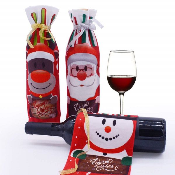 Garrafa de vinho vermelha de Natal cobre saco de boneco de neve Canta Claus Champagne Garrafas de Champagne Decorações para Home VV675