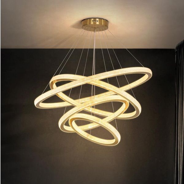 

chandeliers nordic led ring chandelier lighting simple aluminum acrylic lustres modern luxury living room bedroom golden light