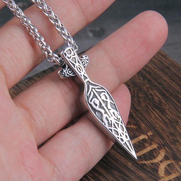 

pendant necklaces never fade viking sword spear necklace scandinavian norse men stainless steel gift, Silver