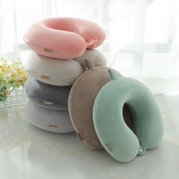 

four-way stretch protection neck sleeping pillow core travel airplane solid color soft u-shaped memory foam