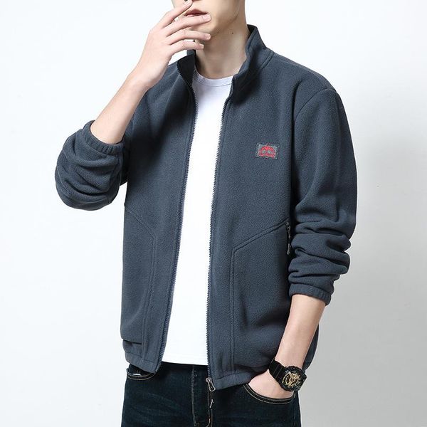 

men's jackets 2021 spring fleece jacket korean fashion sportswear sweatshirt autumn winter coats breathable casual for men, Black;brown