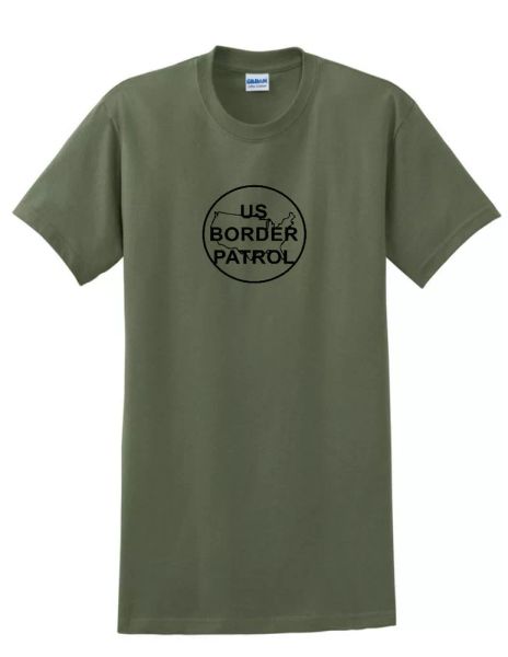 

Black US Border Patrol Seal Military Green T-shirt Trump Conservative Shirt, White;black