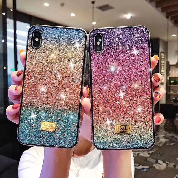 

luxury gradient rainbow crystal diamond glitter phone case for iphone11 pro max xs max xr x 6 6s 7 8 plus case coque funda