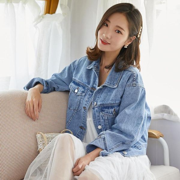 

women's jackets female korean loose denim autumn jeans spring jacket chaqueta mujer streetwear for women embroidered tunic deri ceket, Black;brown