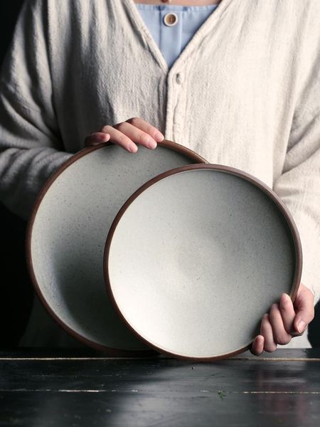 

dishes & plates retro dinner bowl japanese handmade ceramic tableware household dim sum pasta mixing noodle large round
