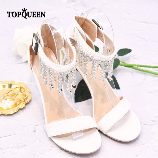 

dress shoes ueen-a22 anklets sandals open toe bridal wedding fashion tassel rhinestone high heels party evening pinkage, Black