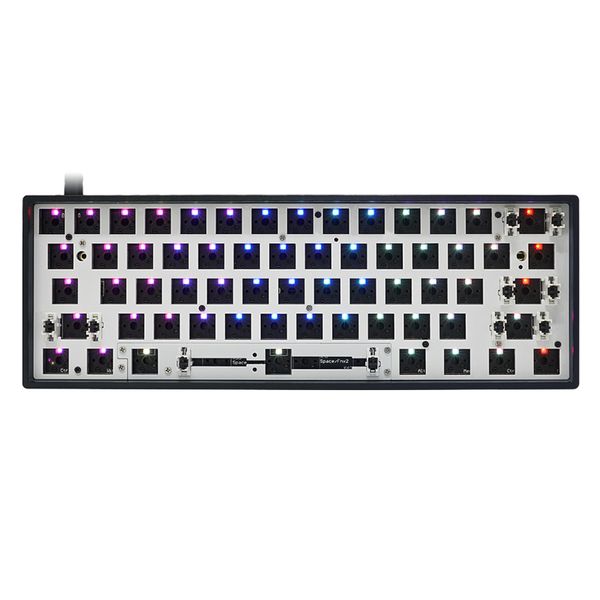 GK61 GK61X 60% Personalizado teclado mecânico RGB Switch LEDs Soquete de troca de software poderoso tipo C PCB Split Bar