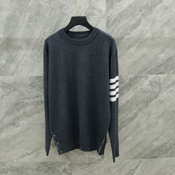 

tees Fashion TB Thom Brand Sweaters Women Slim Fit O-Neck Pullovers Clothing Striped Wool Cotton Winter Women's Casual Coat, White