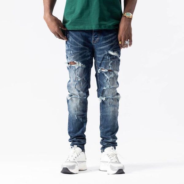 

men's jeans uk0371 fashion 2021 runway luxury european design party style clothing, Blue