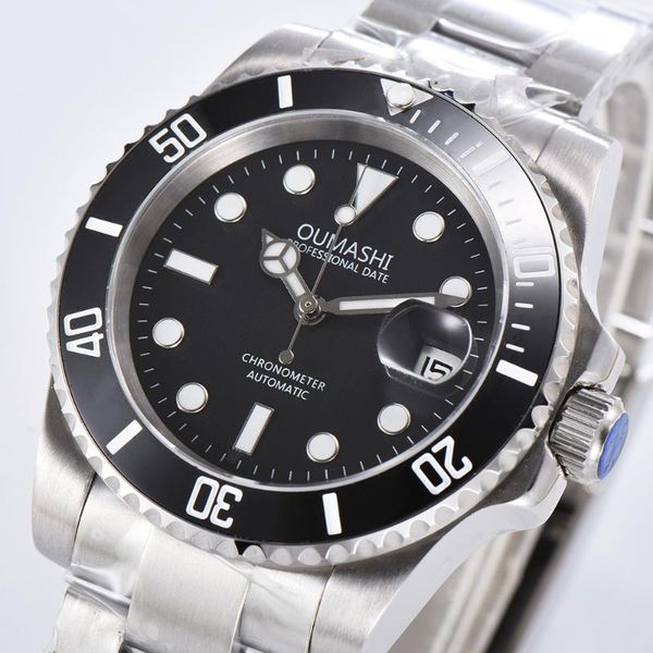 

40mm automatic mechanical watch men's watches sapphire glass luminous date stainless steel c2 wristwatches, Slivery;brown